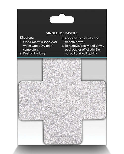 Pretty Pasties Glitter Cross Red/Silver - 2 Pair