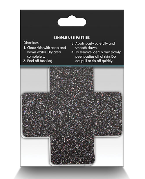 Pretty Pasties Glitter Cross Black/Gold - 2 Pair