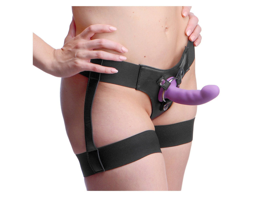 Bardot Garter Belt Strap On Harness with Silicone G-Spot Dildo
