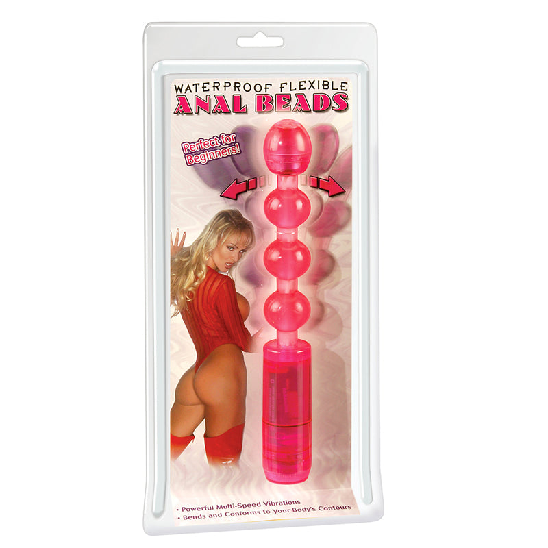 Waterproof Flexible Anal Beads Vibrating Pink