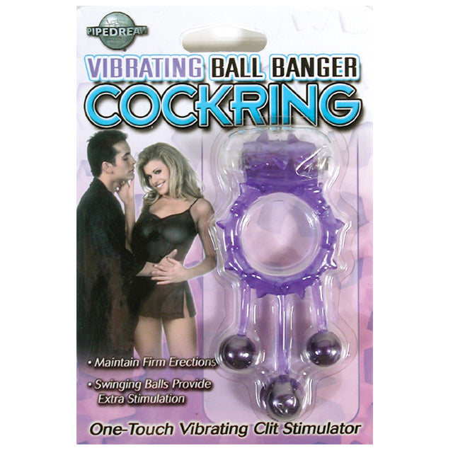 Vibrating Ball Banger Cock Ring Purple