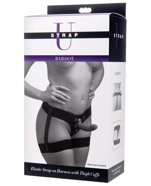 Strap U Bardot Elastic Strap On Harness With Thigh Cuffs (Black)