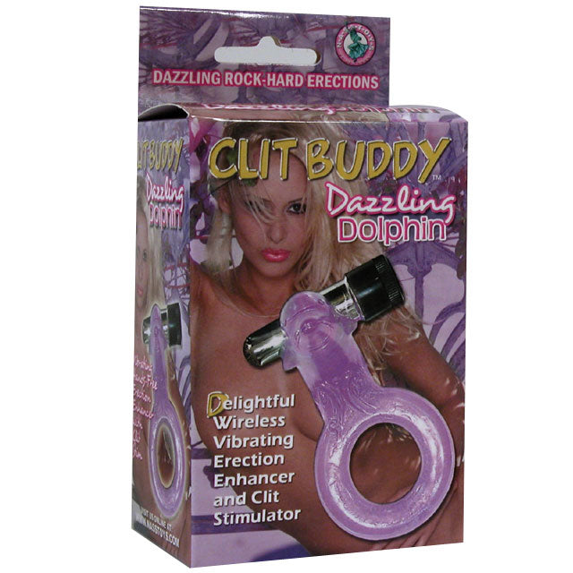 Clit Buddy Dazzling Dolphin Vibrating Cock Ring (Lavender)