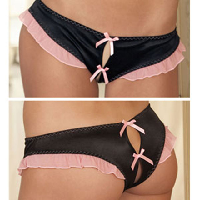 Crotchless satin Thong w/ Keyhole