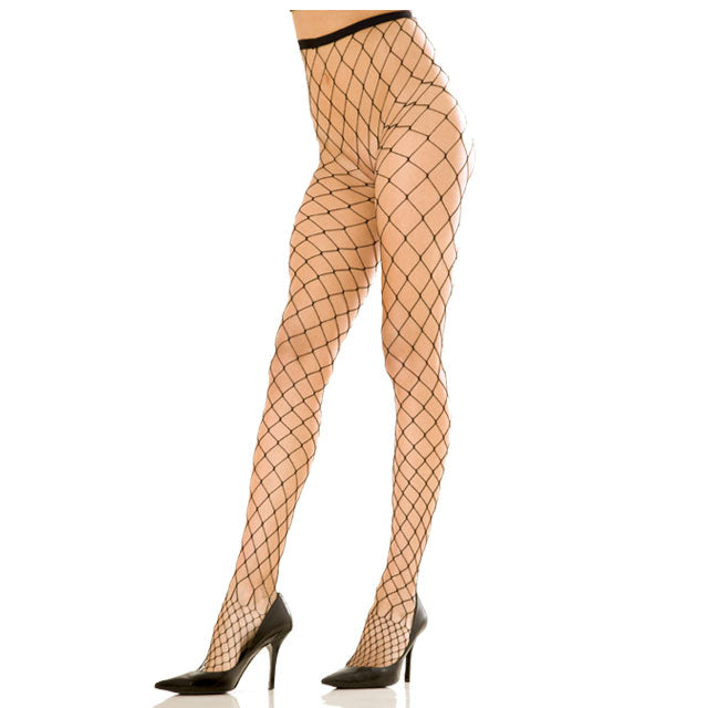 Diamond Net Pantyhose (Queen Black OS)