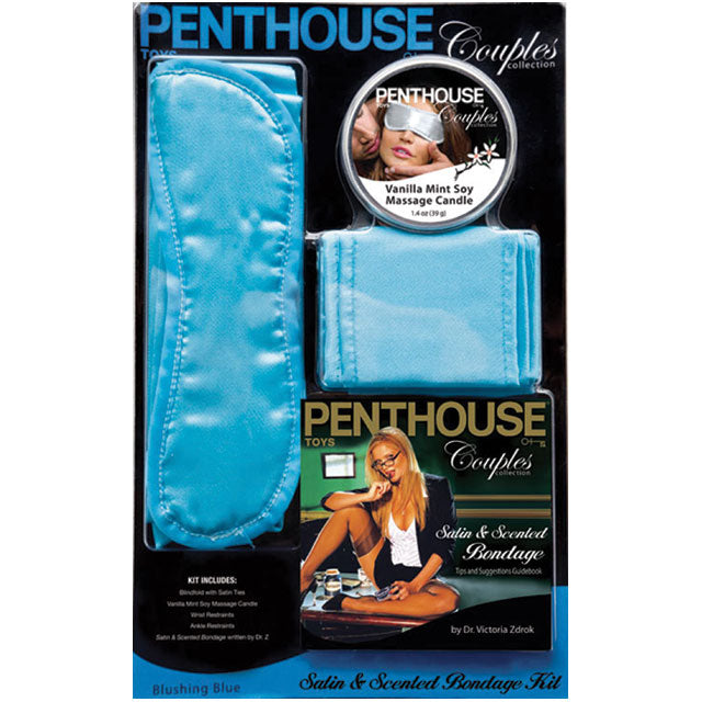 Penthouse Couples Satin and Scented Bondage Kit (Blue)