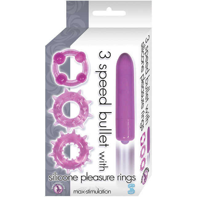 3 Speed Bullet with 3 Silicone Rings (Lavender)