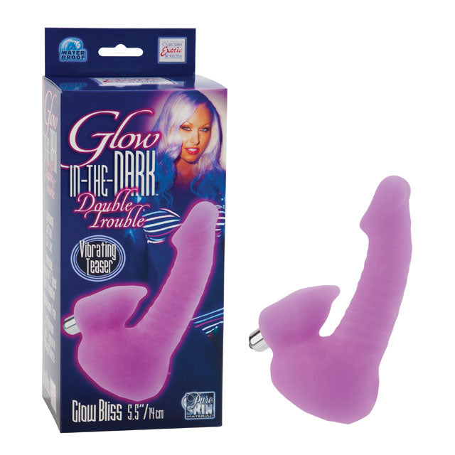 Glow-In-The-Dark Double Trouble with Vibrating Teaser Glow Bliss - Purple