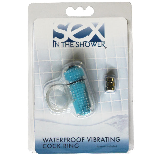 Sex In The Shower Waterproof Vibrating Cock Ring (Clear/Blue)
