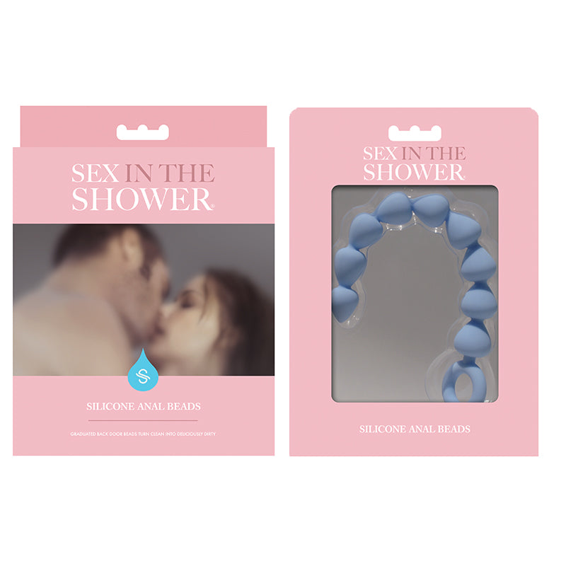 Sex In The Shower Waterproof Silicone Anal Beads (Blue)