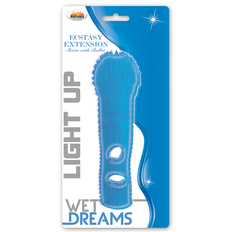 Wet Dreams Ecstasy Ext Light Up Slve w/Bullet-Blue