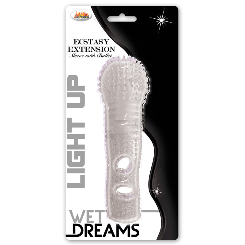 Wet Dreams Ecstasy Ext Light Up Slve w/Bullet-Clear