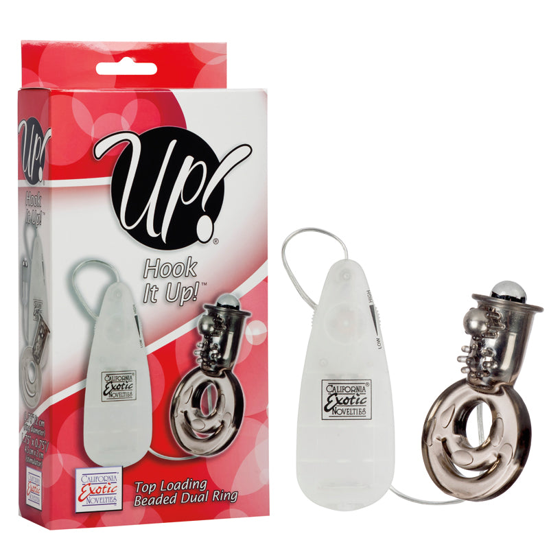 UP! Top Loading Beaded Dual Ring - Smoke