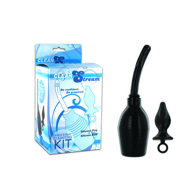 Clean Stream Essentials Enema Kit Bulb & Silicone Plug (Black)