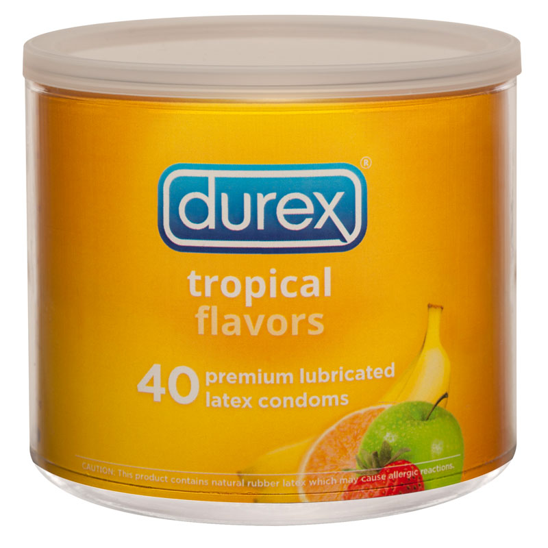 Durex Tropical Flavors Latex Condoms (Jar of 40)