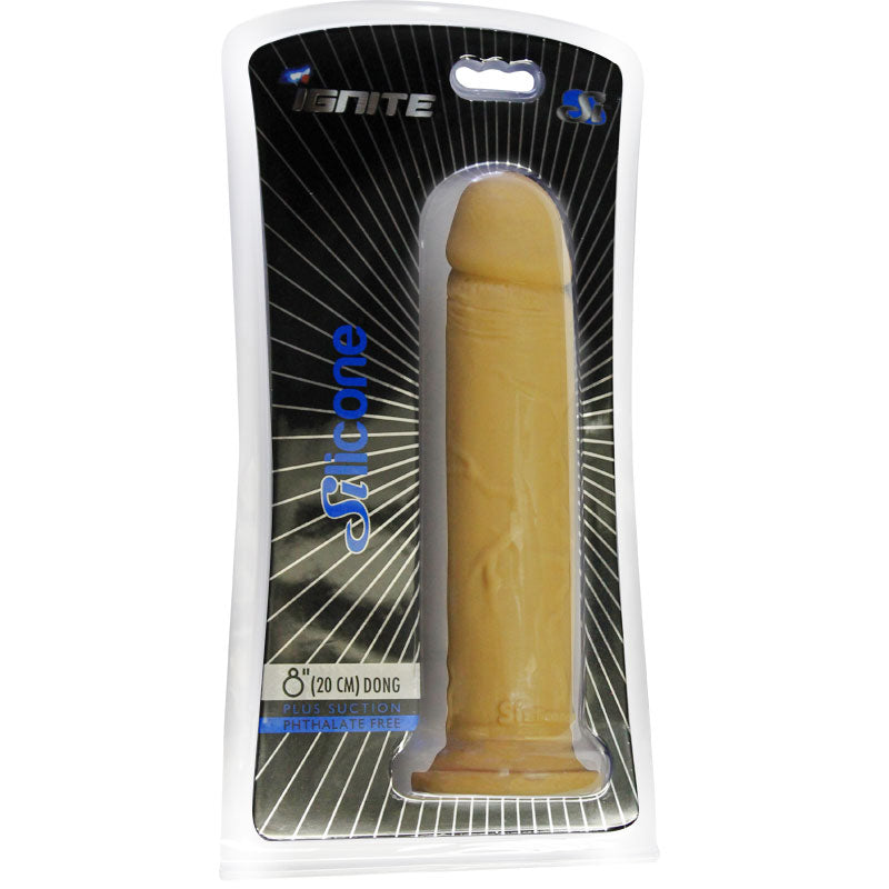 SI 8in Silicone Dong w/Suction Cup Flesh