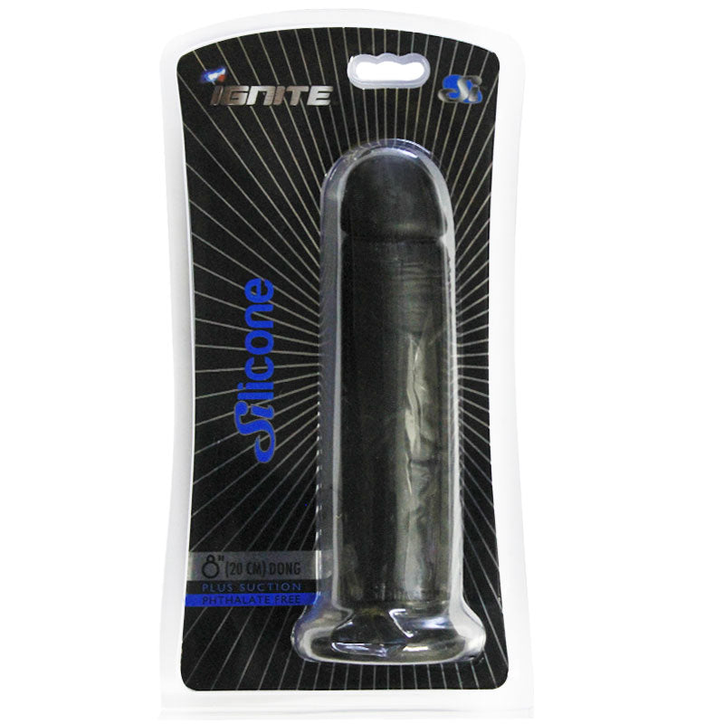 SI 8in Silicone Dong w/Suction Cup Black
