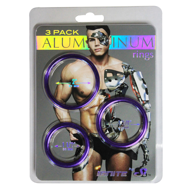 SI Aluminum Metal Ring Royal Purple 3 pack (1.5in, 1.75in, 2in)