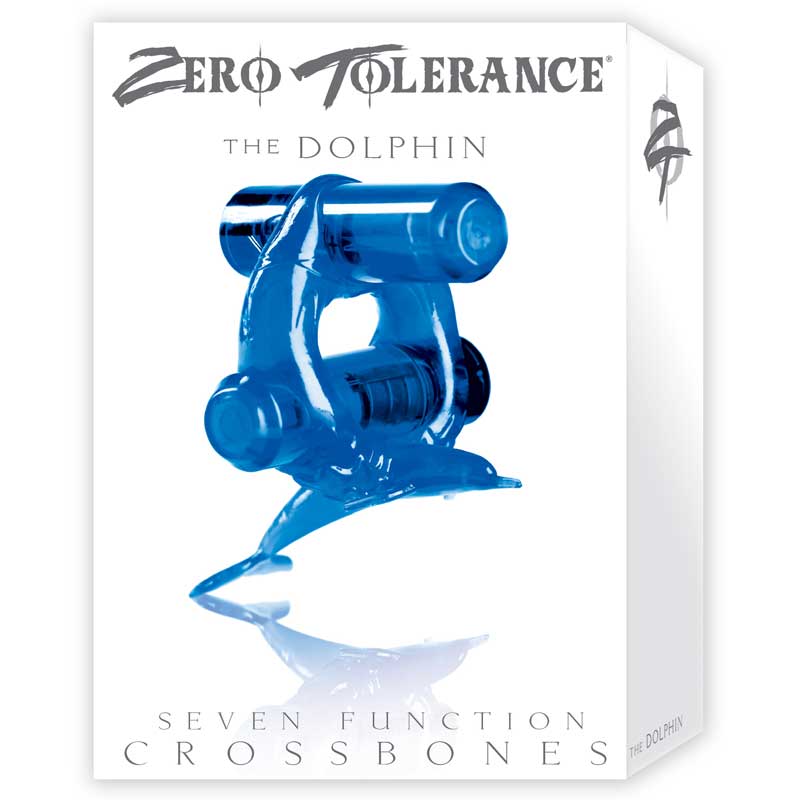 ZT Diving Dolphin - Double Bullet Clear Blue Cock Ring / 2 Clear Blue Bullets