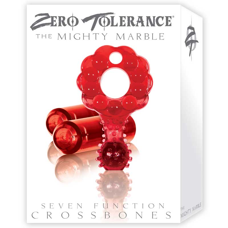 ZT Mighty Marble - Double Bullet Clear Red Cock Ring / 2 Clear Red Bullets