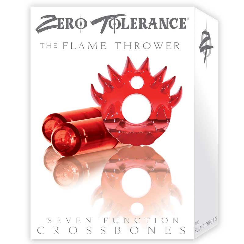 ZT Flame Thrower - Double Bullet Clear Red Cock Ring / 2 Clear Red Bullets