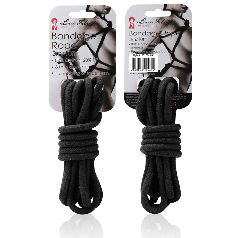 Lux Fetish Bondage Rope 3 m / 10 ft. Black