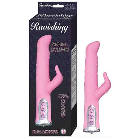 Ravishing Angel Dolphin 6.25in. Silicone Multispeed Waterproof Clit Stimulating G Spot Vibe (Pink)