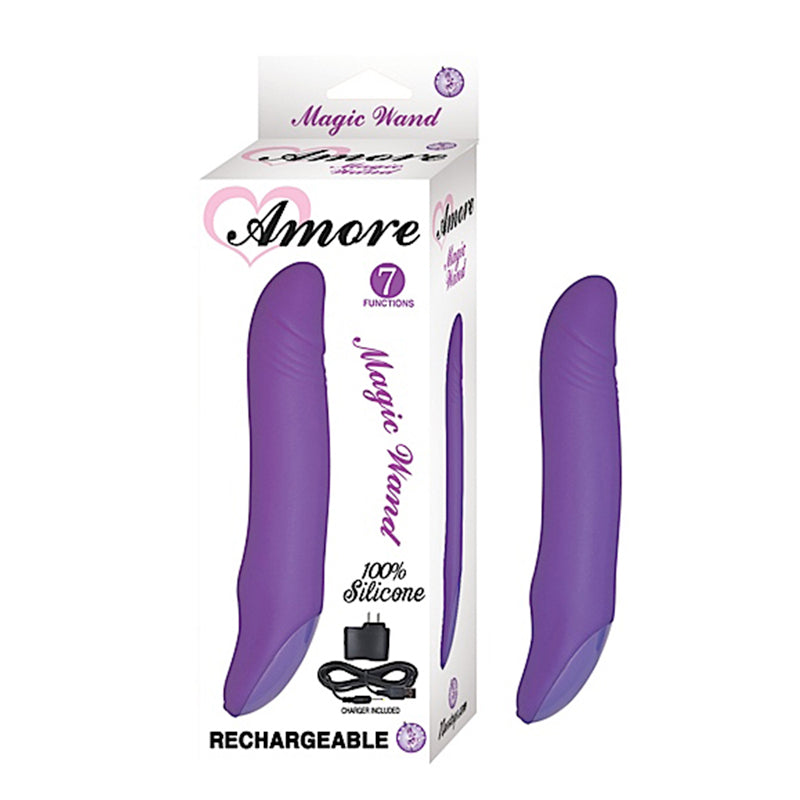 Amore Magic Wand Rechargeable Silicone Multispeed Waterproof Vibe (Purple)