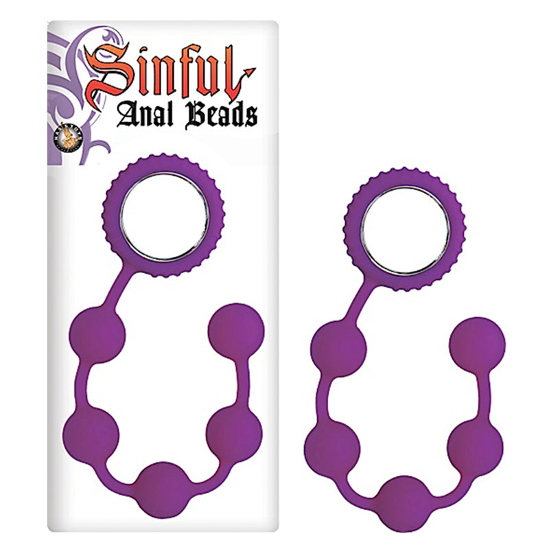 Sinful 9in. Silicone Anal Beads (Purple)