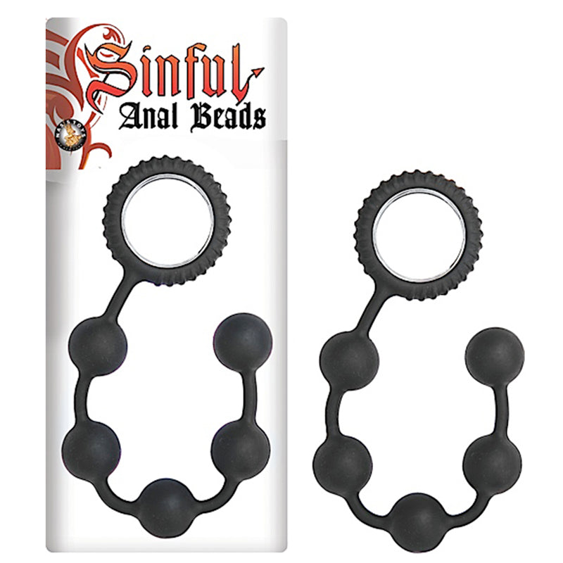 Sinful 9in. Silicone Anal Beads (Black)
