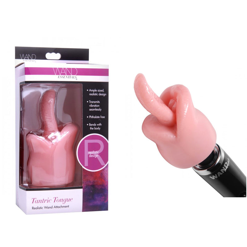 Wand Essentials Tantric Tongue Realistic Oral Sex Wand Attachment (Pink)