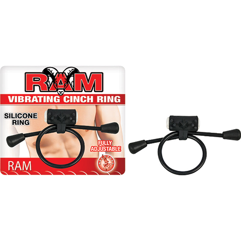 Ram Silicone Vibrating Adjustable Cinch Cock Ring (Black)