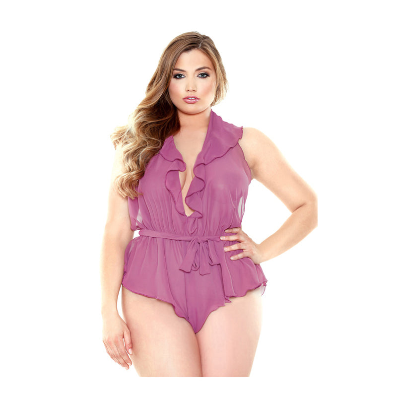 Curve Halter Neck Romper w/Snap Closure Orchid 1X/2X