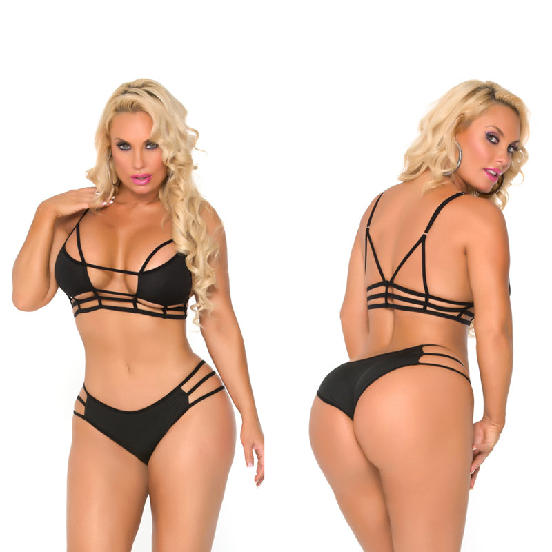 Cocolicious Cage Me In Bra & Panty Set Black M/L