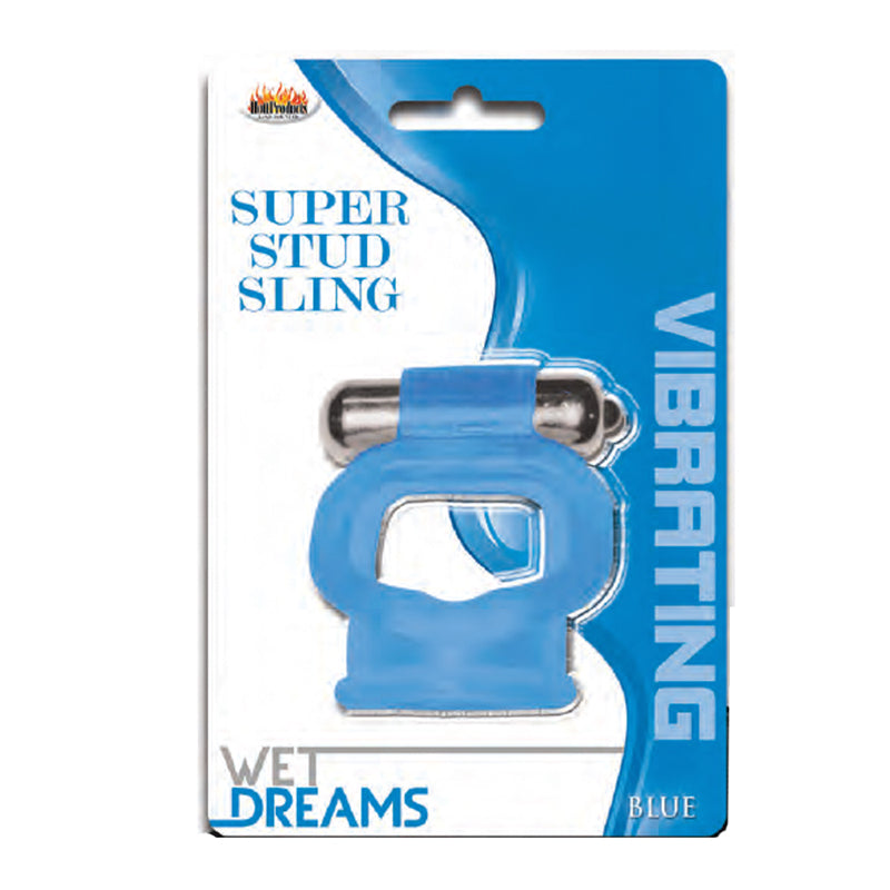 Wet Dreams Vibrating Super Stud Sling-Blue