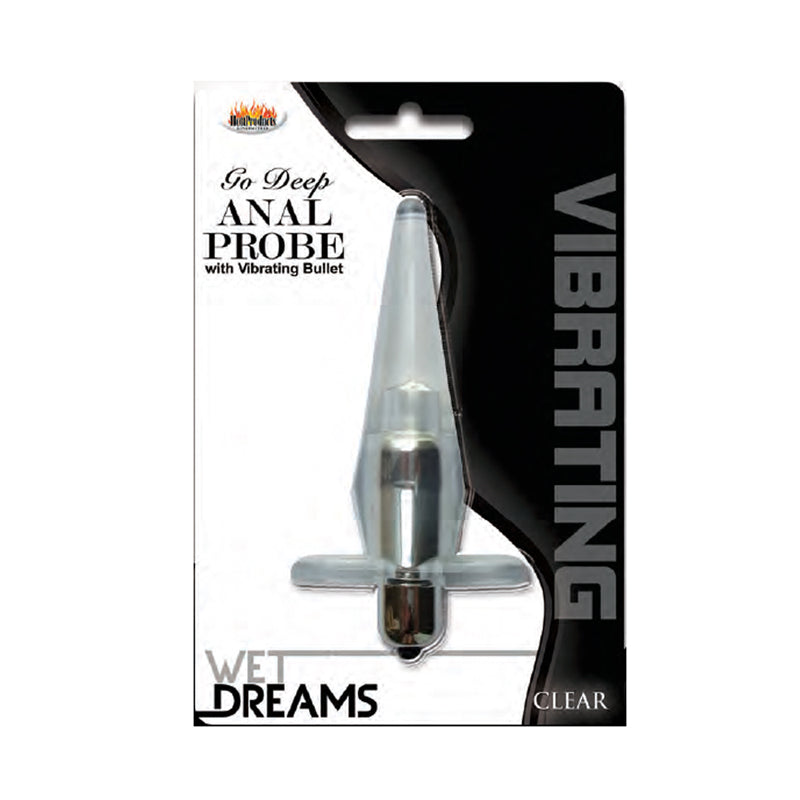 Wet Dreams Go Deep Vibrating Anal Probe-Clear