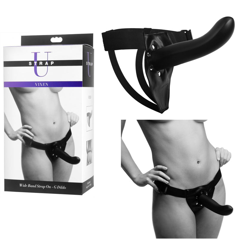 Strap U Vixen Wide Band Strap On With 7in. G-Spot Dildo (Black)