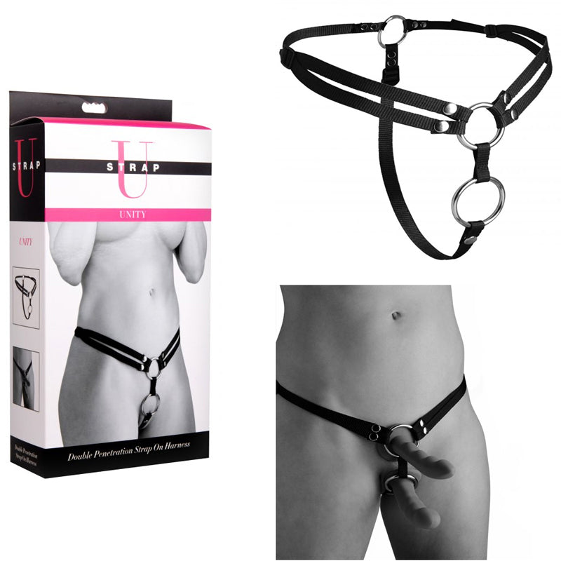 Strap U Unity Double Penetration Strap On Harness (Black)