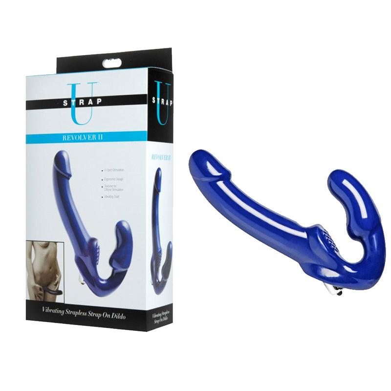 Strap U Revolver II Strapless Strap On Dildo (Blue)