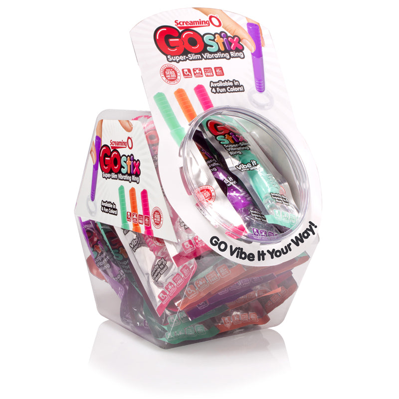 Screaming O GO Stix Super-Slim Vibrating Ring in candy bowl assorted (32)