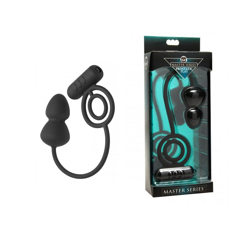Masters Voyager II Vibrating Silicone Cock Ring And Anal Stimulator (Black)