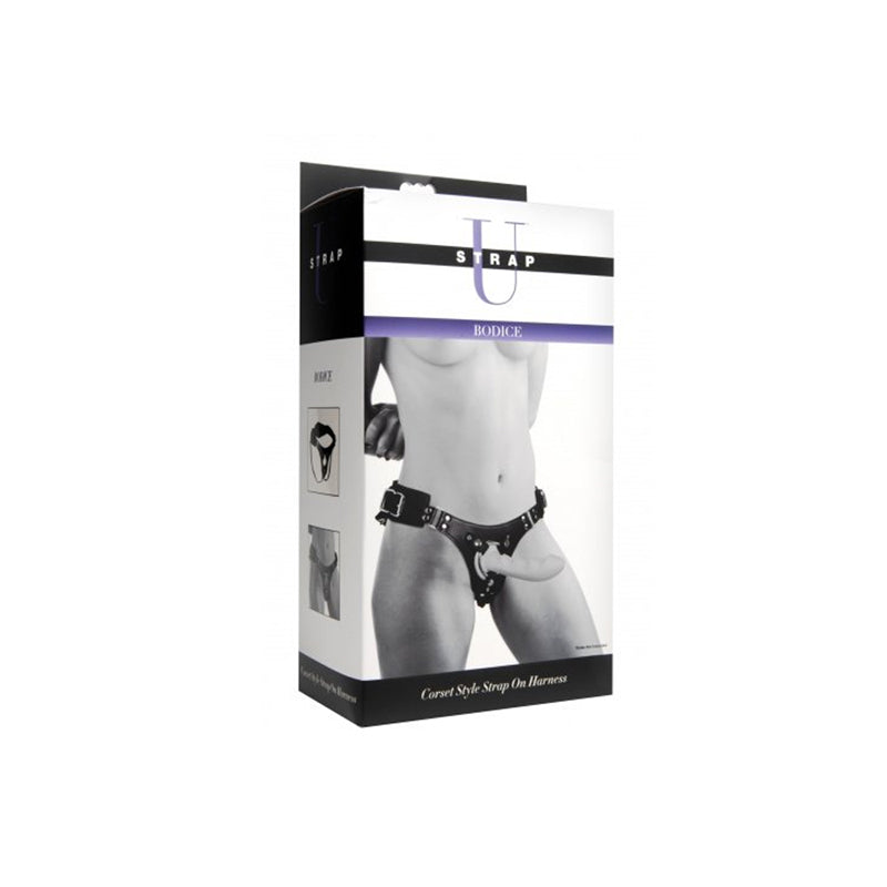 Strap U Bodice Corset Style Harness System (Black)