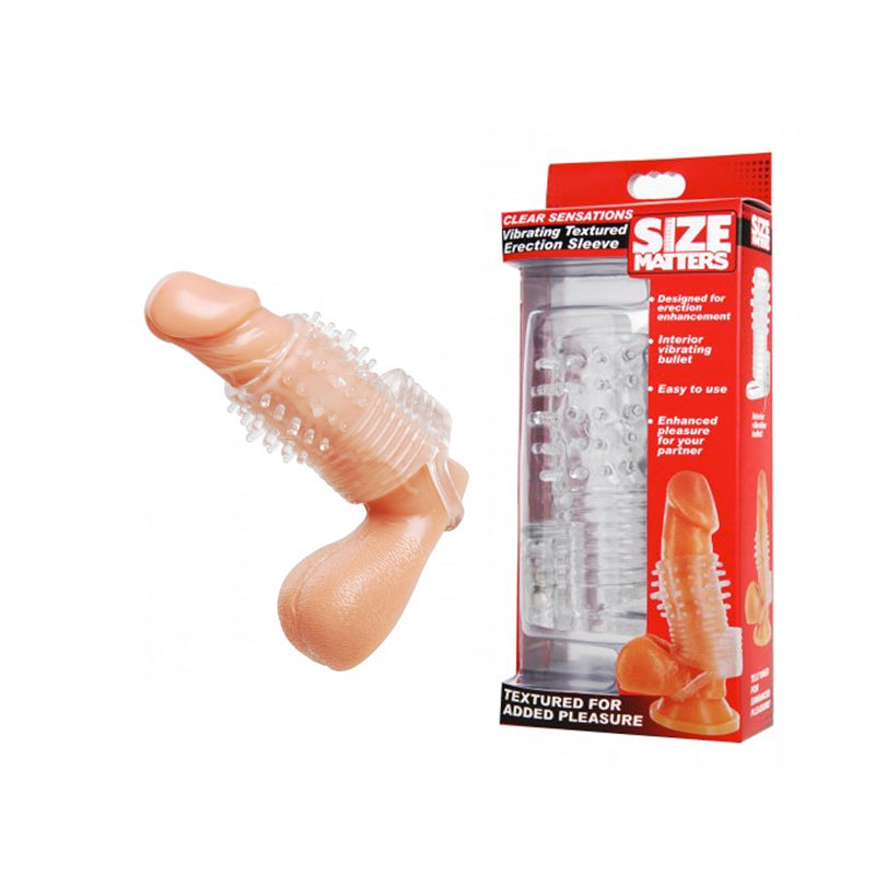 Size Matters Vibrating Textured Erection Sleeve (Clear)