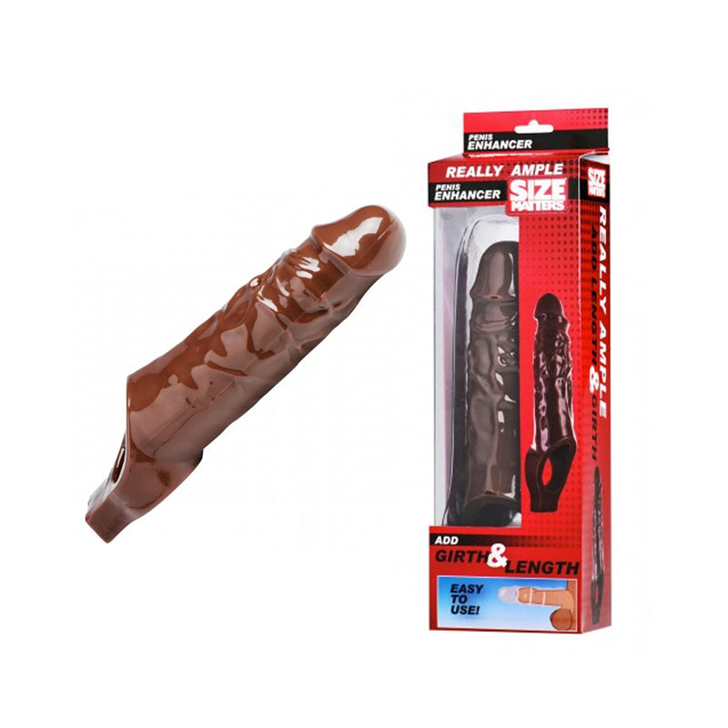 Size Matters Really Ample Penis Enhancer Sleeve (Brown)