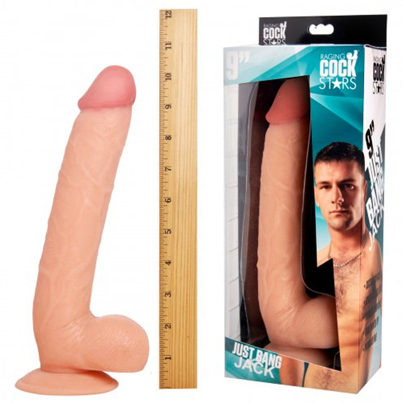 Raging Cockstars Just Bang Jack 9in. Realistic Dildo With Balls & Suction Cup (White)