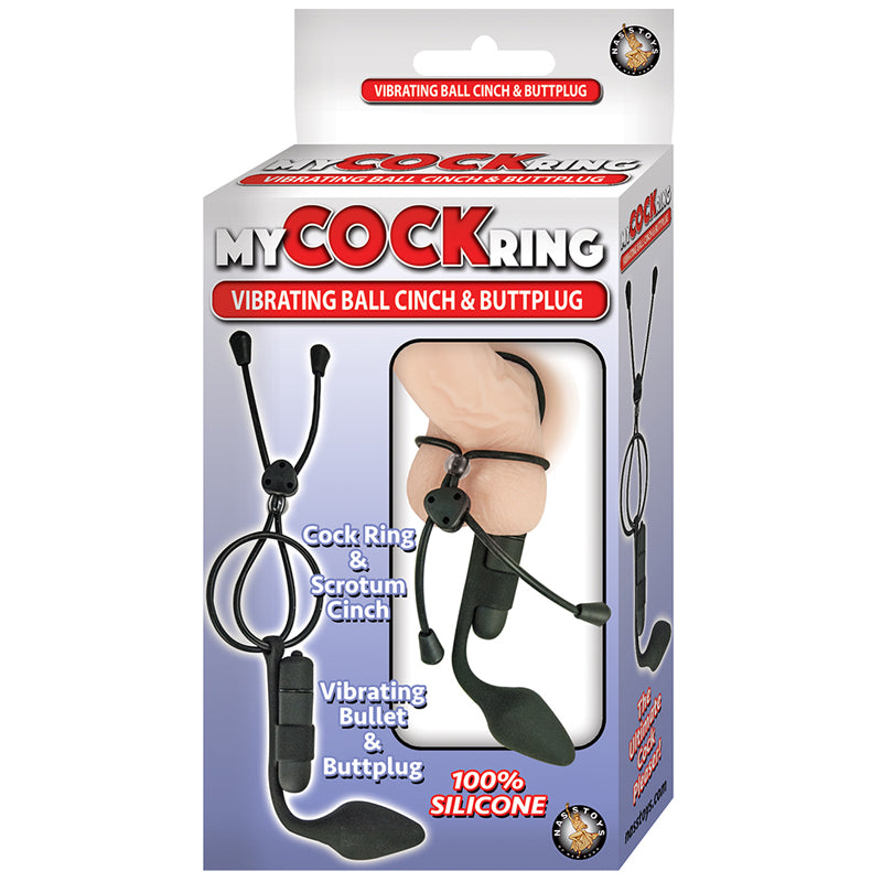 My Cock Ring Vibrating Ball Cinch & Buttplug Silicone Waterproof Black