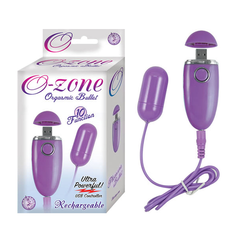 Ozone Orgasmic Bullet 10 Function USB Rechargeable Silicone Waterproof Purple