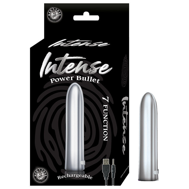 Intense Power Bullet Rechargeable 7 Function USB Cord Included Waterproof Silver