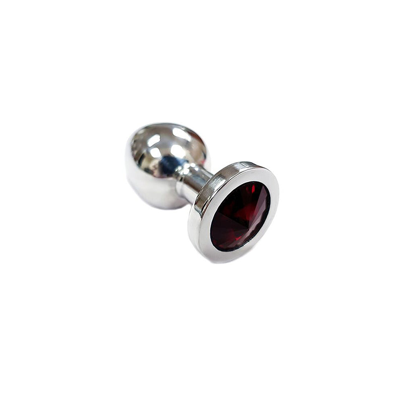 Rouge Stainless Steel Anal Butt Plug Small Coloured Crystal Red