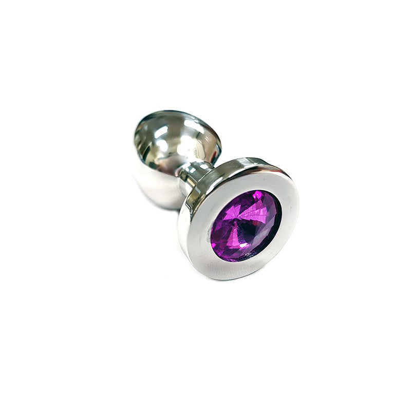Rouge Stainless Steel Anal Butt Plug Medium With Coloured Crystal Pink